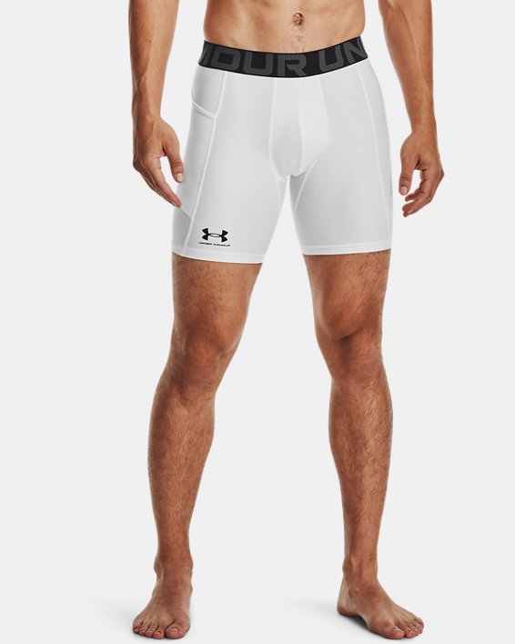 Men's HeatGear® Armour Compression Shorts, White, pdpMainDesktop image number 0